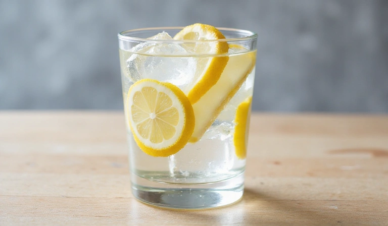 Vaso de agua fresca con rodajas de limón